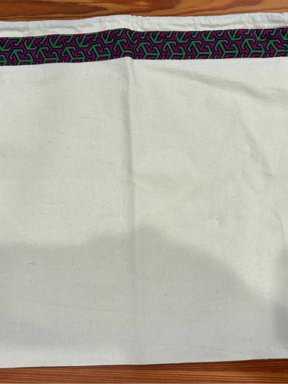 Tory Burch Cream Dust Bag with Purple & Green Trim and Gold Logo Charm